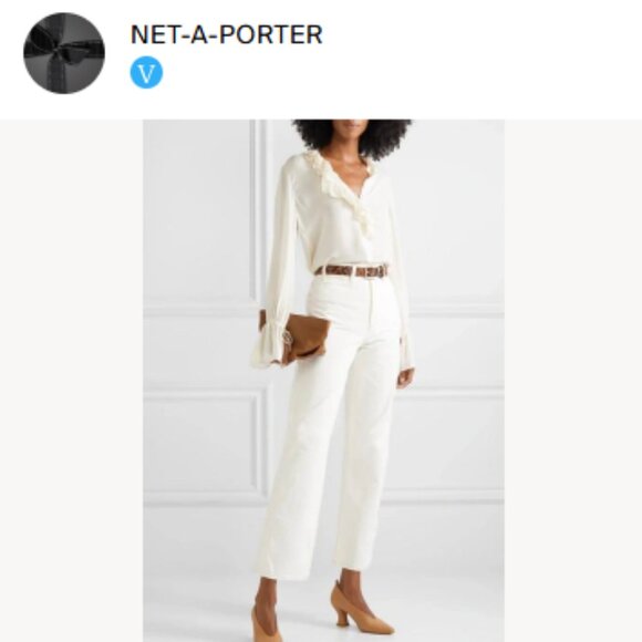 NWOT NILI LOTAN Cecily Ruffled Silk-Georgette Blouse - Ivory - Picture 6 of 7